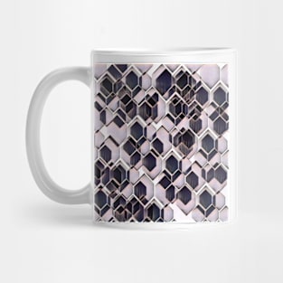 blue grey purple black and white abstract geometric pattern Mug